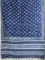 Floral indigo Dabu-Print Chanderi Dupatta - Image 2