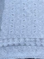 Mukaish Chikankari White georgette Kurta Fabric - Image 4