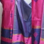 Dark-Pink and Navy-Blue Dupion silk Ladies suit