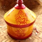 Ganesha and Kalash Yellow Wooden Sindur-Dani