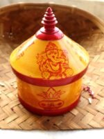 Ganesha and Kalash Yellow Wooden Sindur-Dani