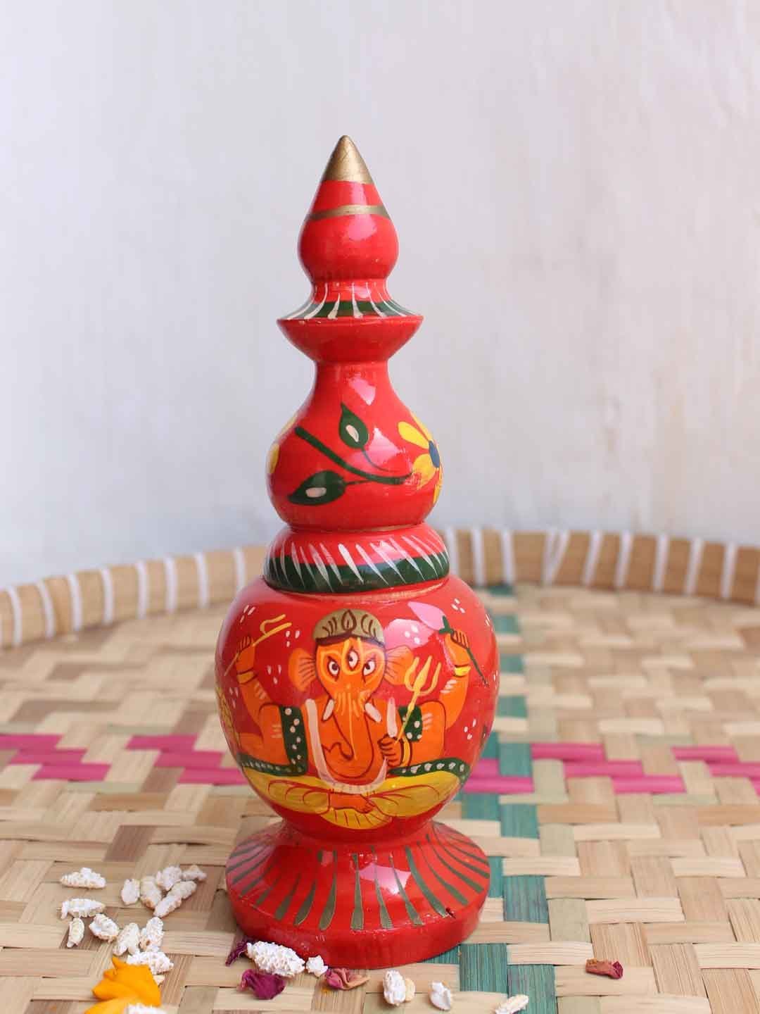 Ganesha-painted-long-wooden-sindur-dani.jpg Ganesha Painted Long wooden sindur Dani - Image 1