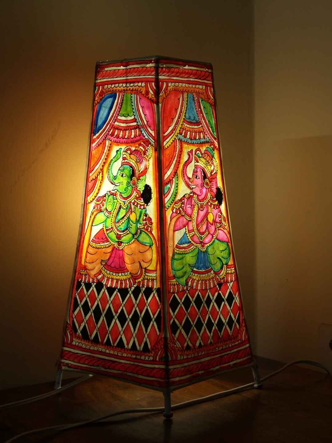 Ganesha-rectangle-tholu-bommalata-lamp.jpg Ganesha, Rectangular Tholu Bommalata Lamp - Image 1