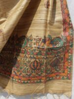 Golden-Brown Madhubani Tasar silk Dupatta - Image 2