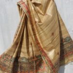 Golden-Brown Madhubani Tasar silk Dupatta