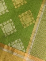Golden, Silver Zariwork Pear Green Chanderi Sari - Image 2