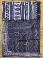 Grey-Indigo Dabu-Bagru-print Chanderi Sari - Image 2