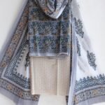 Grey, Yellow, white Sanganeri Print cotton suit