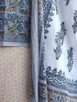 Grey, Yellow, white Sanganeri Print cotton suit - Image 3