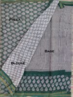 Green, Black, White Bagru Kota-doria Saree - Image 2