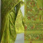 Dhani Green Kanthawork Tussar Silk Saree