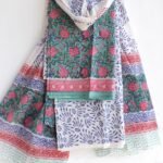 Green and Pink Sanganeri Print cotton Suit