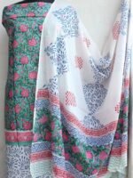 Green and Pink Sanganeri Print cotton Suit - Image 2