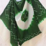 Green and Off-white Bandhani Woolen Shawl