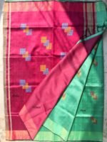 Green and Pink Mulberry dupion silk saree - Image 3