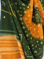 Green and Yellow Bandhej mirrorwork Shawl - Image 2
