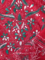 Green, Bright-Red Kanthwork Cotton Kurta Fabric - Image 3