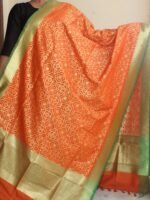 Green And Orange Bandhani pattern Banarasi Dupatta