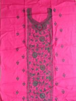 Green and Pink Kanthawork cotton kurta fabric - Image 3