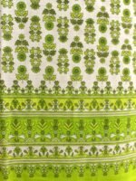 Green and White Block-printed Voile cotton Fabric - Image 2