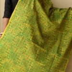 Chartreuse-Green Block-Printed Kantha Embroidered Silk Duppata