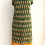 Green and Yellow Cotton Ikat Kurta-salwar set