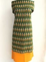 Green and Yellow Cotton Ikat Kurta-salwar set