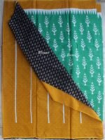 Green and yellow block-printed mul-cotton sari - Image 2