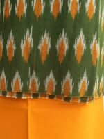 Green and Yellow Cotton Ikat Kurta-salwar set - Image 2