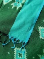 Green mercerized cotton Ikat dupatta - Image 2