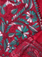 Green kanthawork Dark-red Cotton Kurta Fabric - Image 3