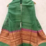 Green, pink and Brown Tussar silk Stole