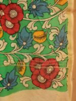 Green, red, yellow Chanderi pen-Kalamkari Dupatta - Image 3