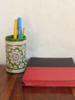Green, White Tholu Bommalata Pen holder