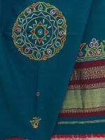 Greenish-Blue Ahir Embroidered Woolen Shawl - Image 2