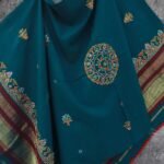 Greenish-Blue Ahir Embroidered Woolen Shawl