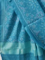 Greenish-Blue Patan Patola Woolen Shawl - Image 4