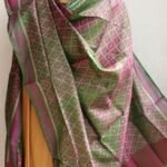 Greenish Plum-Pink Patan Patola pure silk Fabric