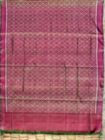 Greenish Plum-Pink Patan Patola pure silk Fabric - Image 4