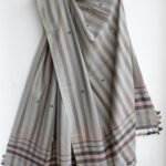 Grey, Black, Brown Stripes Bhujodi cotton dupatta