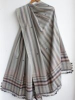 Grey, Black, Brown Stripes Bhujodi cotton dupatta