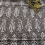 Off-white and Grey Block-Printed pure cotton Fabric