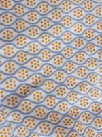 Grey, yellow, White Block-Printed Pure cotton fabric - Image 2