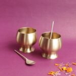 Handmoulded Brass Dessert Bowl and spoon pair