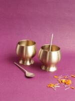 Handmoulded Brass Dessert Bowl and spoon pair