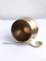 Handmoulded Brass Dessert Bowl and spoon pair - Image 5
