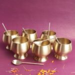 Handcrafted 6 traditional brass dessert-bowl and spoon