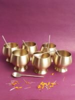 Handcrafted 6 traditional brass dessert-bowl and spoon