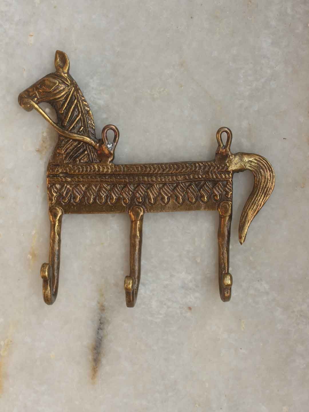 Horse-figurine-brass-hook-hanger.jpg Horse figurine brass hook hanger - Image 1