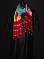 Multicolor, Shibori-Laheriya, PolySilk dupatta - Image 2